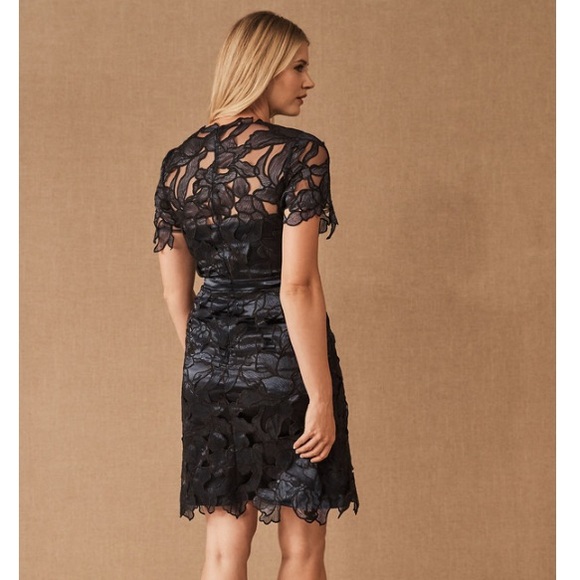 Anthropologie JS Collections NWT Navy/Black Winter Floral Formal Dress. Size 4. - Picture 3 of 11